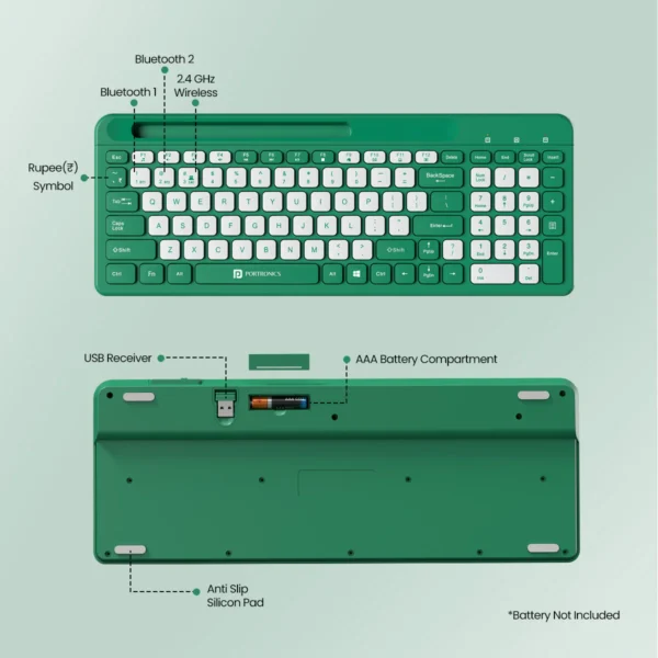 Portronics Bubble Square Wireless Keyboard with Bluetooth